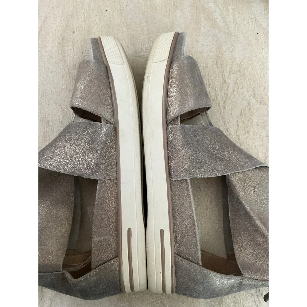 EILEEN FISHER Gold Metallic Sport Platform Sandal Leather Wms crisscross  8.5
